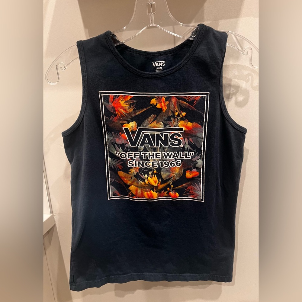Boy’s Vans Blue Floral Graphic Tank Top - L